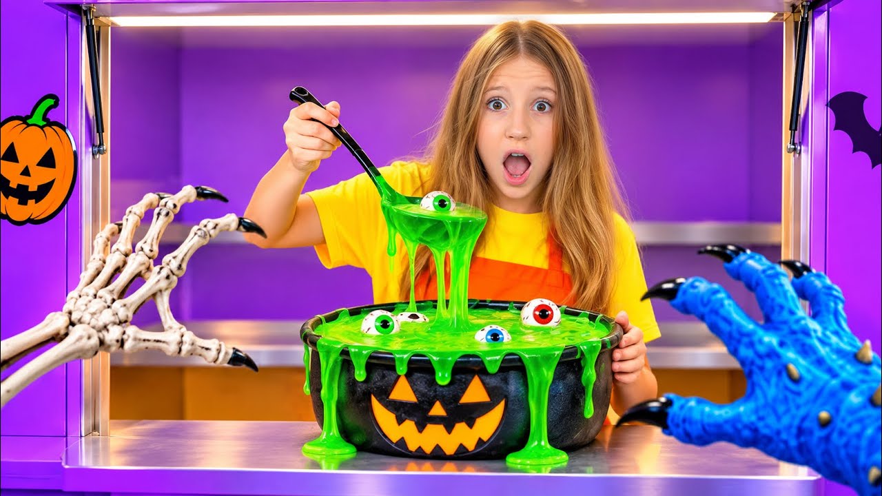 Nastya and Food Truck for Halloween