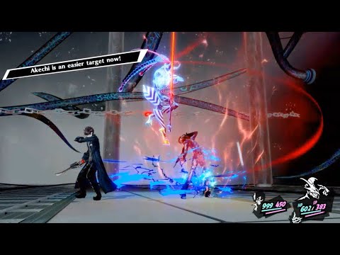 Black Mask Akechi unique lines while using "Taunting Aura" (P5R)