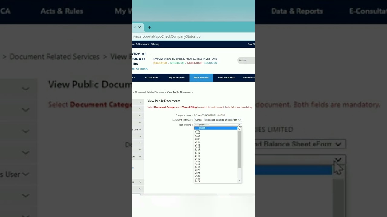 How to download document or form filed by any company | Payment search | #mca | View Public Document