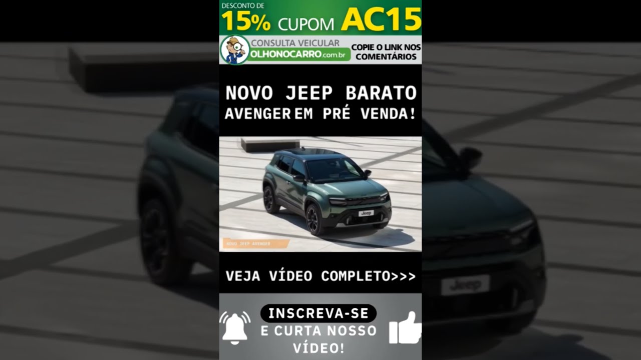 Jeep Avenger em pré venda! Chega em Agosto!