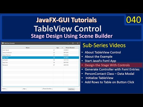 TableView | Part 4 – Design the Stage via Scene Builder | JavaFx GUI Tutorial #40