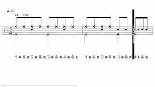 16th and 8th note beginner fill - practice drum track