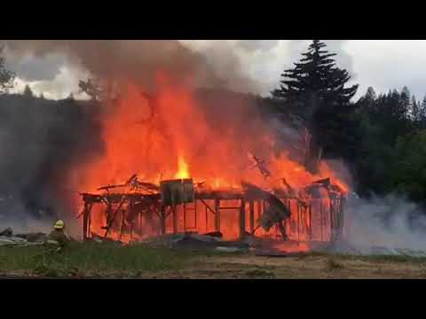 Addy Barn burns to ground in training exercise in June 2020.