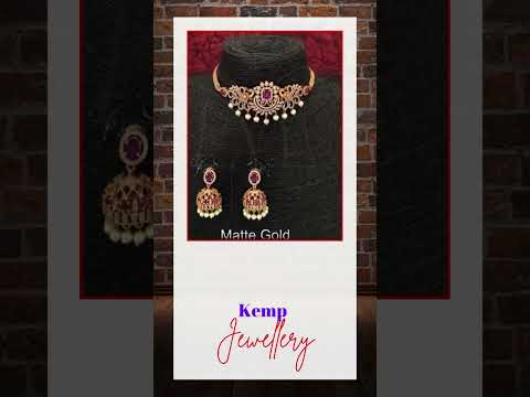 Kemp Jewelry Matte Gold Polish Party Wear Fancy Style Kemp Necklace Set