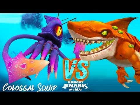 ATOMIC SHARK VS COLOSSAL SQUID BOSS - Hungry Shark World 2017 Episode 4
