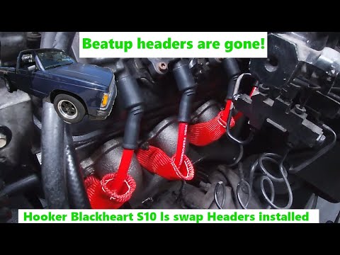 OBS Chevy truck Hooker Blackheart LS Swap S10 headers. New cleaner direction with the wire harness.