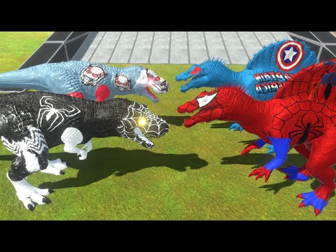 ANT MAN T REX and BLACK SPIDERMAN T REX DEATHRUN - Animal Revolt Battle Simulator