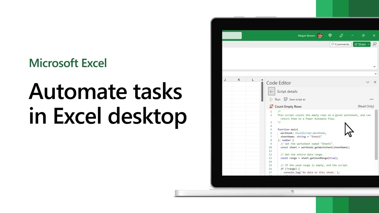 Automate tasks in Excel Desktop