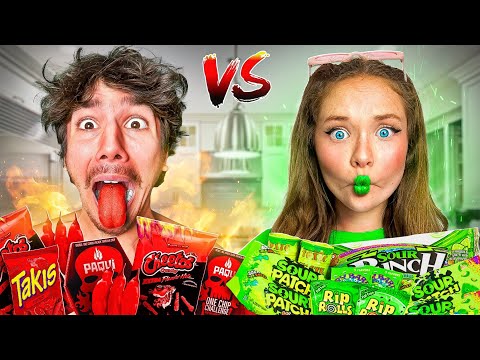 EATING 100 SPICY vs SOUR FOODS w/ ZOE (Bad Idea)