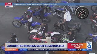 Officers chase large group of motorbike riders in L.A. County