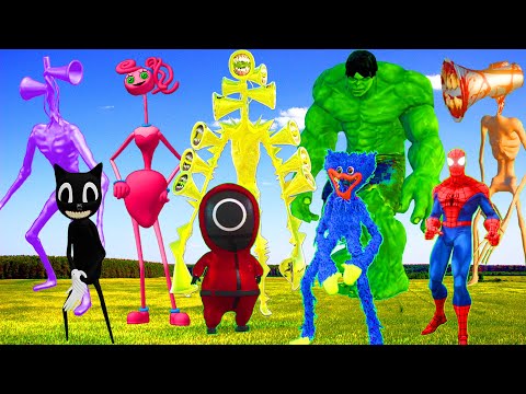 Siren head Gold VS Huggy Wuggy Mommy long legs King Kong Hulk Cartoon CAt and SCP trevor henderson