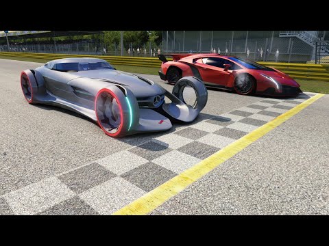 Mercedes-Benz Silver Arrow Concept vs Lamborghini Veneno at Monza Full Course