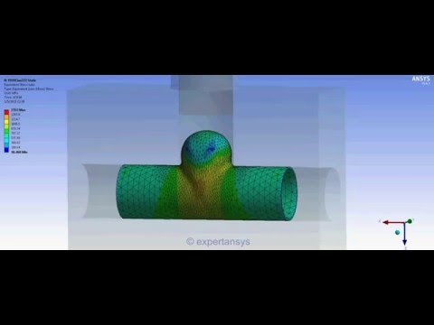 Ansys Workbench FEA of hydroforming of a copper tube trial, half section