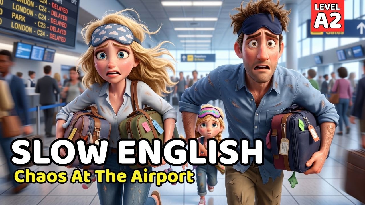 Airport Chaos… We Almost Missed Our Flight 😱✈️ | Slow English Story (A2 Level)