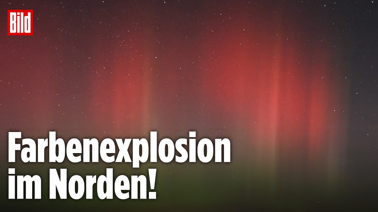 POLARLICHTER ÜBER SCHLESWIG-HOLSTEIN: Nächtliches Farbspektakel trotz dichter Wolken