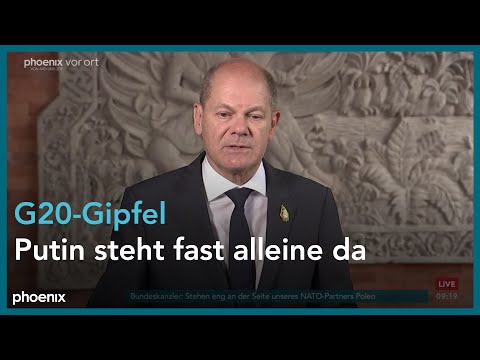 Olaf Scholz zum Abschluss des G20-Gipfels in Bali am 16.11.22