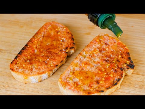 Easy recipe for Pan con Tomate, Spanish Garlic Tomato Bread Toast