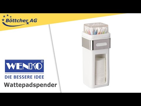 Wenko Wattepadspender Premium Plus, 22777100, Wandmontage Ohrstäbchenhalter Edelstahl/Kunststoff