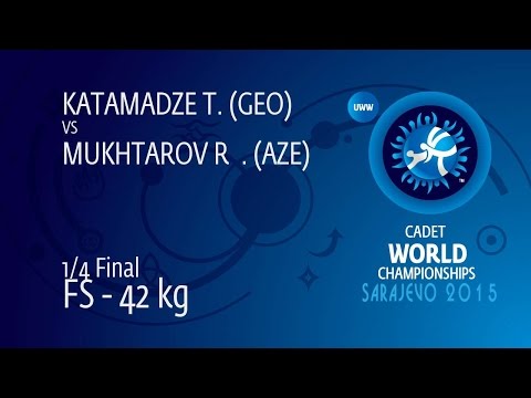 1/4 FS - 42 kg: S. MUKHTAROV (AZE) df. T. KATAMADZE (GEO), 11-3