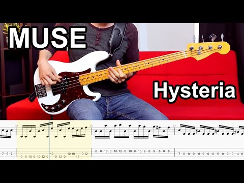 Muse - Hysteria // BASS COVER + Play-Along Tabs