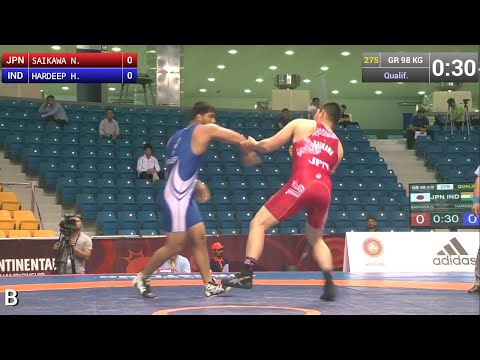 Qual. GR - 98 kg: N. SAIKAWA (JPN) df. H. HARDEEP (IND) by TF, 8-0