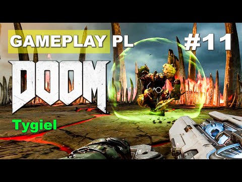 Doom 4 (2016) gameplay pl #11 - Tygiel Hell Guard Boss 60 FPS