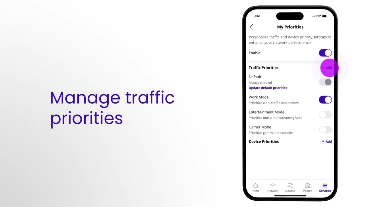 Setup traffic priorities and modes