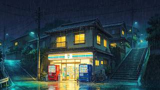 Midnight Rain in Japan ☔ Cozy Lofi Music with Warm Convenience Store Lights
