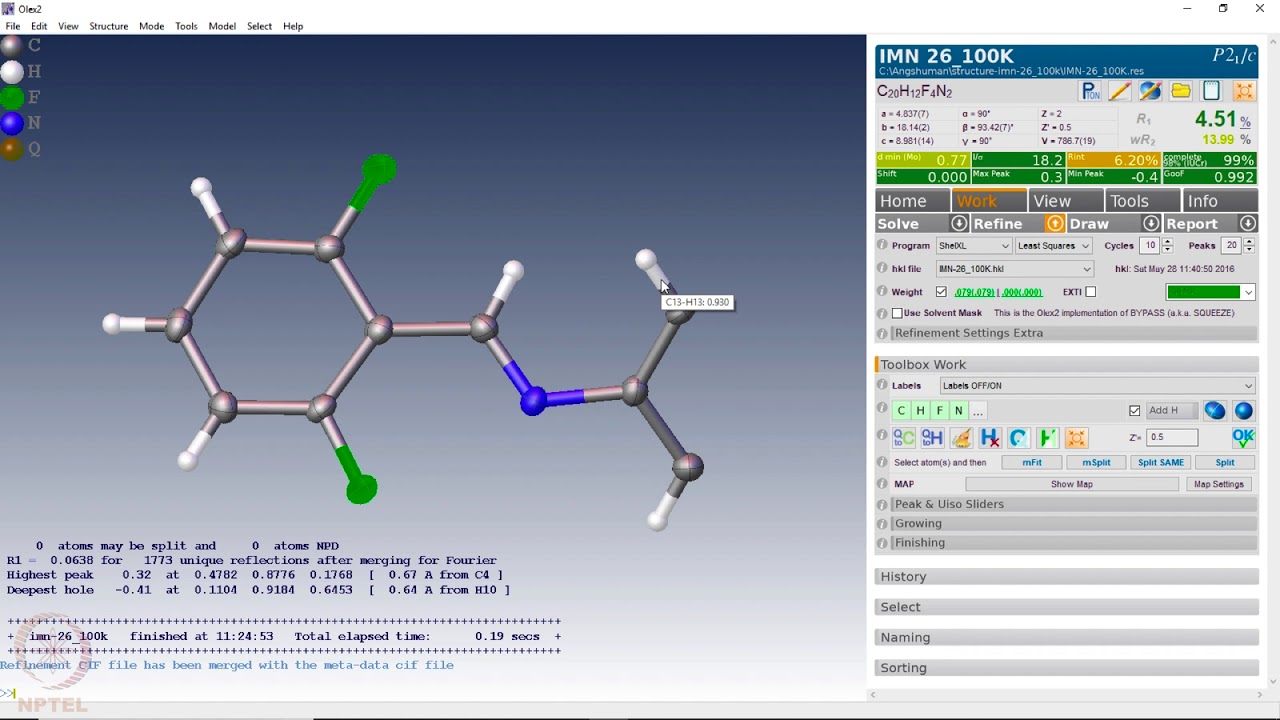 Structure Solution using Olex 2 (Rigaku Diffractometer)
