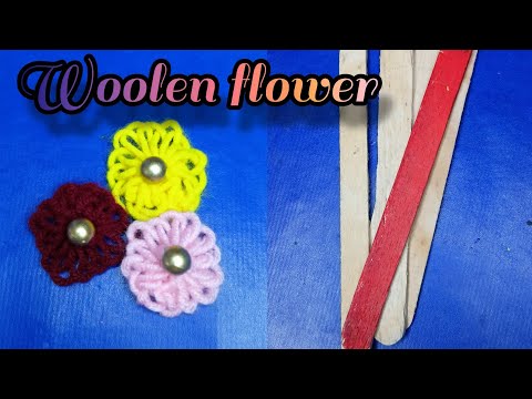 Amazing woolen Flower  craft  Ideas with Ice cream stick | Hand Embroidery  Design Trick