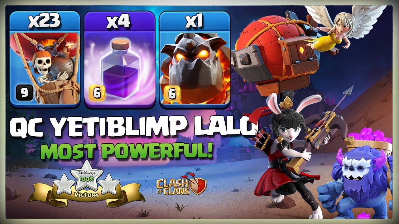 SWAGGED! Th13 Yeti Blimp LaLo or TH13 QC LALO | Th13 LAVALOON Strategy | Best Th13 3 Star Attack Coc