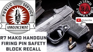 Public Service Announcement: Kimber Issues Safety Recall for R7 MAKO Micro-9 Pistol!