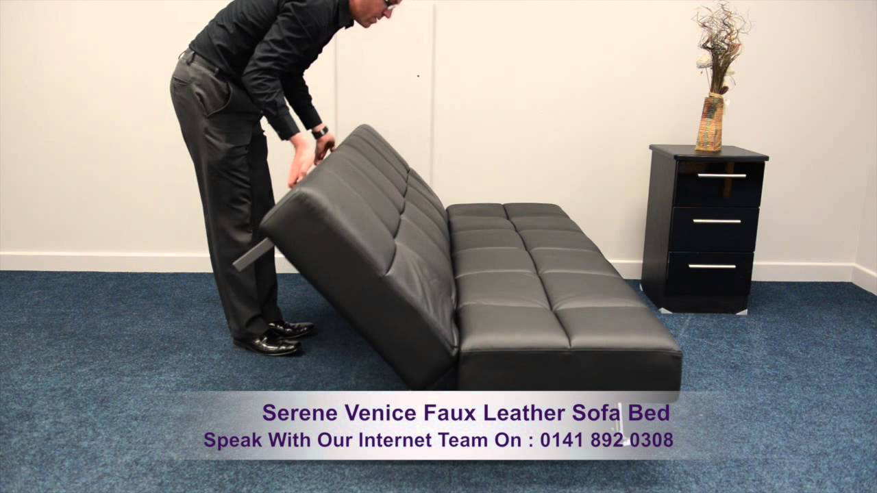 Watch video Serene Venice Faux Leather Sofa Bed Now Serene Venice Faux Leather Sofa Bed