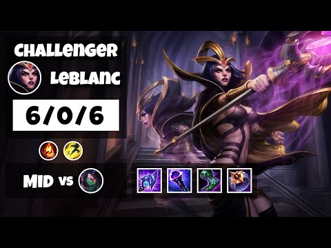 LeBlanc vs Akali 11.18 Mid Lane Challenger Gameplay S11 (6/0/6) - BR