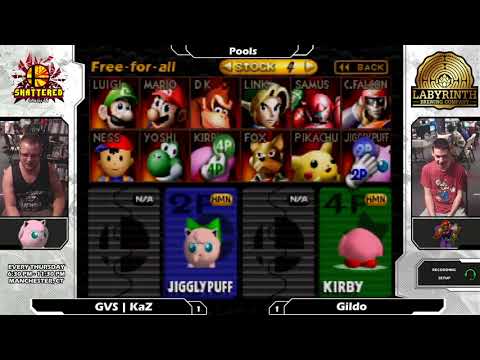 Smash 64:  GVS | KaZ (Pikachu/Jigglypuff) V Gildo (Falcon/Kirby) - Shattered 116 Tournament SSB64