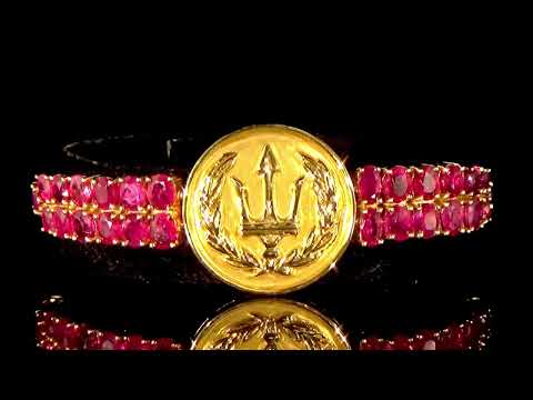 18k Yellow Gold Custom 'Merlot & Medal' Design 22ct (TW) Unheated Ruby Bracelet