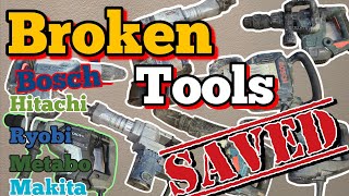 BIG Hammer Repairs. Fixing up a bunch of broken Bosch, Makita, Ryobi Hitachi, and Metabo Hammers