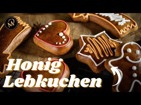Honig Lebkuchen selber machen - einfache Lebkuchen mit Zuckerguss verzieren