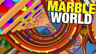 10,000 Marbles - HUGE Marble Run in the Office! (I BROKE IT) - Marble World