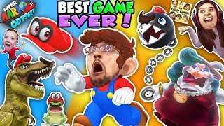 SUPER MARIO ODYSSEY 💗 FGTEEV! DINOSAURS, FROGS &amp; CHOMP CHAINS R BOSS! BEST VIDEO GAME EVER! (Pt. 1)