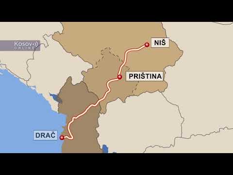 Mapa autoputa Niš - Priština - Drač