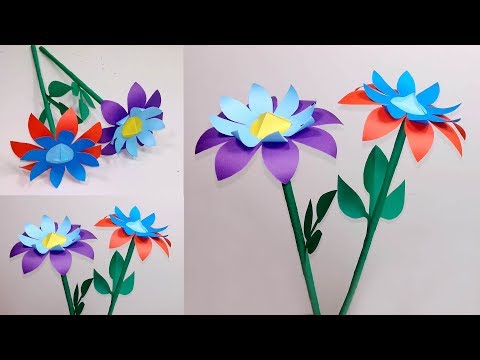 Paper Stick Flower!! How to Make Stick Flower Making Easy & Good Idea!! Jarine's Crafty Creation Video