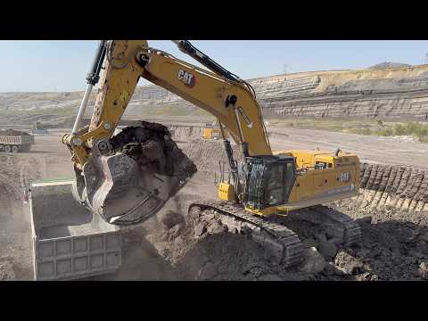 Cat 395 And Cat 385C Excavators Loading Overburden On Trucks - Sotiriadis Mining Works - 4k