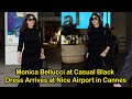 Monica Bellucci At Casual Black Dress Arrives At Nice Airport In Cannes