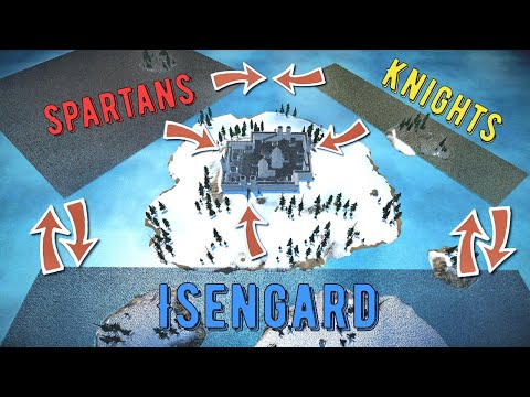 Battle 4 Armies For Castle:Spartans vs Goldensun Knights vs Isengard Orcs vs Orc Slugga Boys- UEBS 2