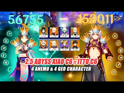 Xiao C6 & Itto C6 Triple Crown - 4 Anemo & 4 Geo Character 2.5 Floor 12 Speed Run