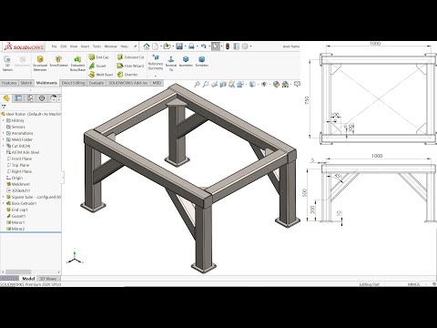 SolidWorks Weldments Basics Steel frame