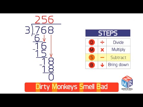 Part of a video titled Long Division. DMSB. Grade 4 - YouTube