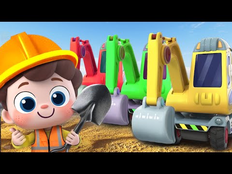 Construction Trucks Song | Excavator, Loader, Crane Truck | Nursery Rhymes & Kids Songs | BabyBus