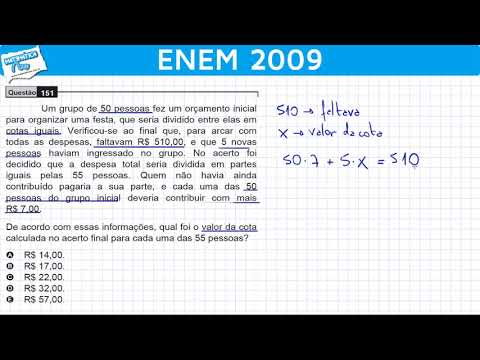 151 - ENEM 2009 - QUESTÃO 151 - Matemática Rio com Prof. Rafael Procópio.